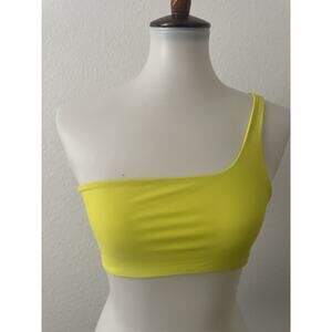 Aila Blue Swim Corsica Bikini Top Swimwear One Shoulder Deep Lime Summer